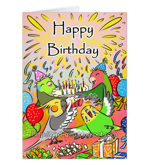Lovebird Budgie Cockatiel Parrotlet Happy Birthday Greeting Card