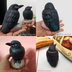 Crow fledging original sculpture
