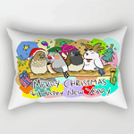 Merry Christmas Finches Pillow