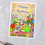 Lovebird Budgie Cockatiel Parrotlet Happy Birthday Sticker