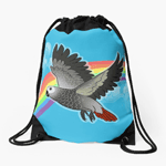 Rainbow Bridge African Grey Parrot Drawstring Bag