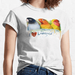 Black Masked Fischer Lutino Peach Faced Lovebird Realistic Painting T-Shirt