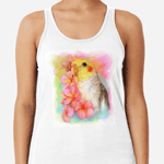 Cockatiel With Frangipani Realistic Painting Tank Top