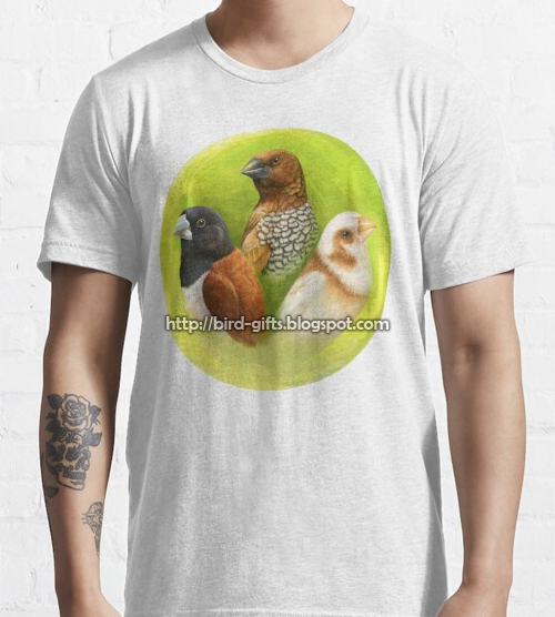 Munia Finches Realistic Painting T-Shirt