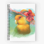 Orange-faced Lovebird with Hibiscus Hat Realistic Painting Notebook