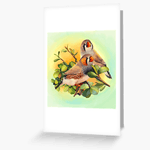 Zebra Finches Realistic Painting Greeting Card