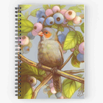 Orange Cheeked Waxbill Finch With Blueberries Realistic Painting Spiral Notebook