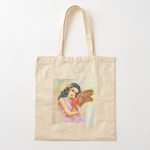 Click here to buy this Blue Haired Elf And Her Galah Realistic Painting Tote Bag! Blue Haired Elf And Her Galah Realistic Painting Tote Bag