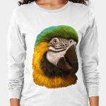 Blue and Gold Macaw Realistic Painting Long Sleeve T-Shirt