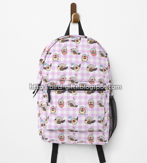 Zebra finch cute cartoon pink chekered pattern Backpack