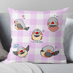 Click here to buy this Zebra finch cute cartoon pink chekered pattern Pillow! Zebra finch cute cartoon pink chekered pattern Pillow