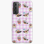 Zebra finch cute cartoon pink chekered pattern Samsung Galaxy Case