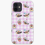 Zebra finch cute cartoon pink chekered pattern iPhone Case