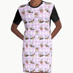 Click here to buy this Zebra finch cute cartoon pink chekered pattern Graphic T-Shirt Dress! Zebra finch cute cartoon pink chekered pattern Graphic T-Shirt Dress