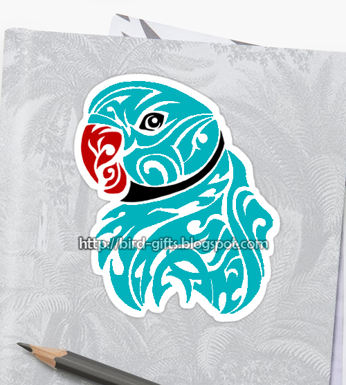 Blue Ringneck Parrot Tattoo Sticker