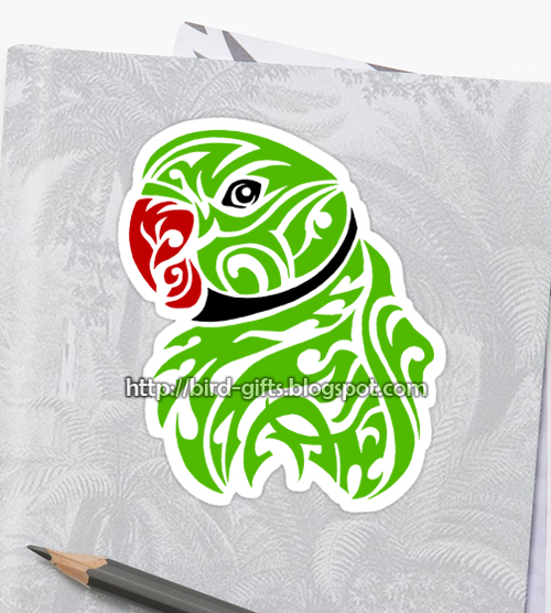 Green Ringneck Parrot Tattoo Sticker