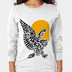 Great Horned Owl Tribal Tattoo Long Sleeve T-Shirt