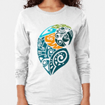 Blue And Gold Macaw Tribal Tattoo Long Sleeve T-Shirt