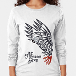 African Grey Parrot Tribal Tattoo Long Sleeve T-Shirt
