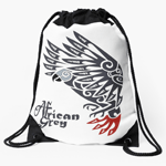 African Grey Parrot Tribal Tattoo Drawstring Bag
