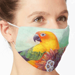 Sun conure and flowers Mask