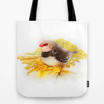 Click here to buy this Diamond firetail finch watercolor painting Tote Bag Diamond firetail finch watercolor painting Tote Bag