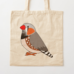 Cute fluffy zebra finch cartoon drawing Tote Bag