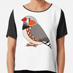 Cute fluffy zebra finch cartoon drawing Chiffon Top