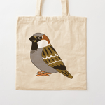 Cute fluffy house sparrow cartoon drawing Tote Bag