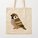 Cute fluffy eurasian tree sparrow cartoon drawing Tote Bag
