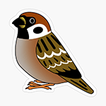 Cute fluffy eurasian tree sparrow cartoon drawing Sticker