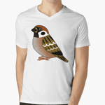 Cute fluffy eurasian tree sparrow cartoon drawing T-Shirt