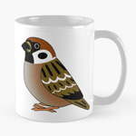 Cute fluffy eurasian tree sparrow cartoon drawing Mug