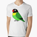 Cute fluffy wild green black-masked lovebird cartoon drawing T-Shirt