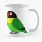 Cute fluffy wild green black-masked lovebird cartoon drawing Mug