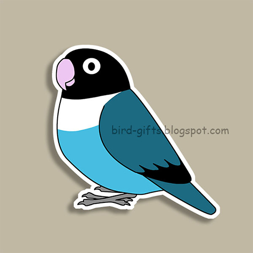 Cute fluffy blue turquoise masked lovebird cartoon drawing Magnet