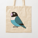 Cute fluffy blue turquoise masked lovebird cartoon drawing Tote Bag