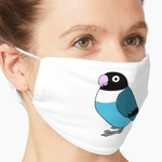 Cute fluffy blue turquoise masked lovebird cartoon drawing Mask