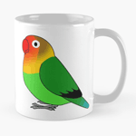 Cute fluffy wild green fischer lovebird cartoon drawing Mug