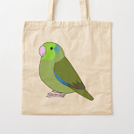 Cute fluffy wild green pacific parrotlet cartoon drawing Tote Bag