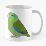 Cute fluffy wild green pacific parrotlet cartoon drawing Mug