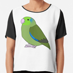 Cute fluffy wild green pacific parrotlet cartoon drawing Chiffon Top