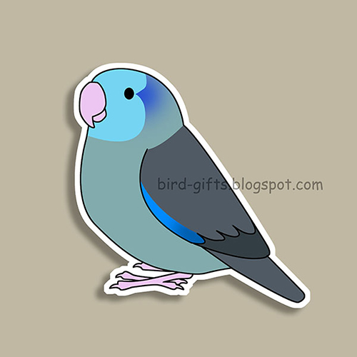 Cute fluffy blue pacific parrotlet cartoon drawing Magnet