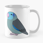 Cute fluffy blue pacific parrotlet cartoon drawing Mug