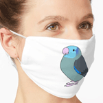 Cute fluffy blue pacific parrotlet cartoon drawing Mask