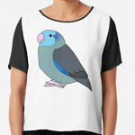 Cute fluffy blue pacific parrotlet cartoon drawing Chiffon Top