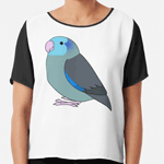 Click here to buy this Cute fluffy blue pacific parrotlet cartoon drawing Chiffon Top! Cute fluffy blue pacific parrotlet cartoon drawing Chiffon Top