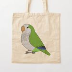 Cute fluffy wild green quaker parrot cartoon drawing Tote Bag