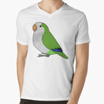 Cute fluffy wild green quaker parrot cartoon drawing T-Shirt