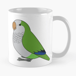 Cute fluffy wild green quaker parrot cartoon drawing Mug